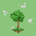 Concept of white paper bird fly paperless go green