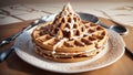 Wholesome Delights Oatmeal Waffles for National Waffle Day.AI Generated