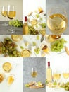 Concept of wine tasting, collage of photos with wine Royalty Free Stock Photo