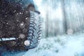 Concept of winter car ride Royalty Free Stock Photo