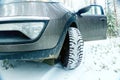 concept of winter car ride Royalty Free Stock Photo