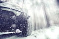 Concept of winter car ride Royalty Free Stock Photo