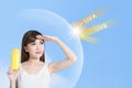 Concept of woman sun protection