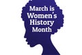 Concept of Women`s History Month. Template for background, banner, card, poster with text inscription. Vector EPS10