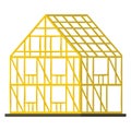 Concept wooden building frame icon, construction personal household edifice cartoon vector illustration, isolated on Royalty Free Stock Photo