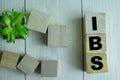 Concept of The wooden Cubes with the word IBS on wooden background.Concept of The wooden Cubes with the word IBS - Irritable Bowel