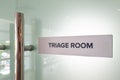 Concept of the word Triage Room at the emergency entrance of hospital