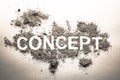 Concept word written in ash, dust, dirt, filth as a bad idea, bu