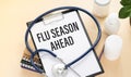 Concept words Flu season ahead. Medical protection concept Royalty Free Stock Photo