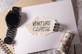 Concept words VC venture capital on white note.