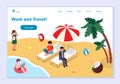 Concept of work and travel, creative website template