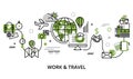 Concept of work and travel in greenery color