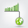 Concept World environment and Earth Symbol With Green Leaves Around Cities Help The World With Eco-Friendly Ideas,Vector Royalty Free Stock Photo