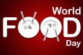 Concept for World Food Day with plate, spoon and fork Royalty Free Stock Photo