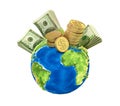 Concept of world money. Royalty Free Stock Photo