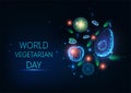 Concept of World Vegetarian Day with abstract glowing fruits and vegetables