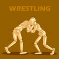 Concept of Wrestling sports with wooden human mannequin