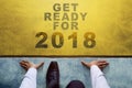 Concept for 2018 Year, Top view of Businessman on Start line, Re Royalty Free Stock Photo