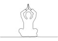Concept of yoga namaste exercise. People doing meditation continuous line drawing vector. Minimalism silhouette of person health