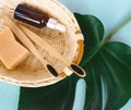 The concept of zero waste. bamboo toothbrush, solid shampoo Royalty Free Stock Photo