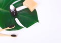 The concept of zero waste. bamboo toothbrush, solid shampoo Royalty Free Stock Photo