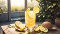 Zesty Delight Celebrating National Lemon Juice Day with a Refreshing Lemonade Glass.AI Generated