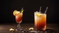 Zesty Delight Whiskey Sour Swizzle Stick Shines on National Whiskey Sour Day.AI Generated