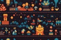 Conception of retro 8 bit game. Beautiful seamless pattern picture. Generative AI Royalty Free Stock Photo