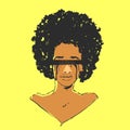 The conception of sadness, African young woman with afro hairstyle crying, tears run down her cheeks