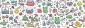 Conception of toys for kids style. Icons in line art style. Beautiful seamless pattern picture. Generative AI Royalty Free Stock Photo