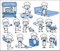 Concepts of Cartoon Chef - Set of Comic Vector illustrations Royalty Free Stock Photo