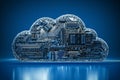 The concepts of cloud computing, digital technology, circuit boards, data storage, and networks are all interconnected Royalty Free Stock Photo