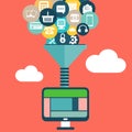 Concepts for creative process, big data filter, data tunnel and analysis