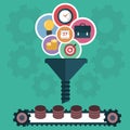 Concepts for creative process, big data filter, data tunnel and analysis