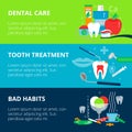 Concepts of dental care, bad habits and tooth treatment