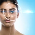 Concepts of laser eye surgery or visual acuity check-up Royalty Free Stock Photo