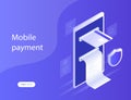 Concepts mobile payments, personal data protection. Design for Landing Page. Modern vector illustration in isometric style Royalty Free Stock Photo