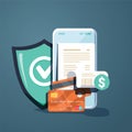 Concepts mobile payments, personal data protection. Header for w