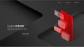 Concepts mobile usage, personal data. Header for website with smartphone and modules concept on black and red background