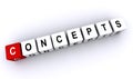 concepts word block on white