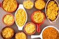 Conceptual above view of cheese macaroni served Royalty Free Stock Photo