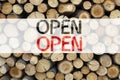 Conceptual announcement text caption inspiration showing Open Business concept for shop Opening written on wooden background with Royalty Free Stock Photo