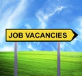 Conceptual arrow sign against beautiful landscape with text - JOB VACANCIES Royalty Free Stock Photo