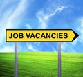 Conceptual arrow sign against beautiful landscape with text - JOB VACANCIES