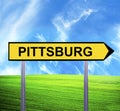 Conceptual arrow sign against beautiful landscape with text - PITTSBURG