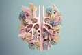 Conceptual artwork of lungs made of flowers, symbolizing clean air and healthy breathing