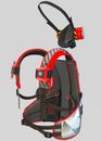 Conceptual backpack for rescue tasks, complete with respirator.