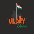 Conceptual Banner Design for Vijay Diwas. An Indian Military Victory Day. Illustration Soldier Holding Machine Gun.