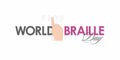Conceptual Banner Design for World Braille Day. Hand with Finger Reading Braille Language. Royalty Free Stock Photo