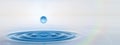 Conceptual blue liquid drop falling in water banner Royalty Free Stock Photo